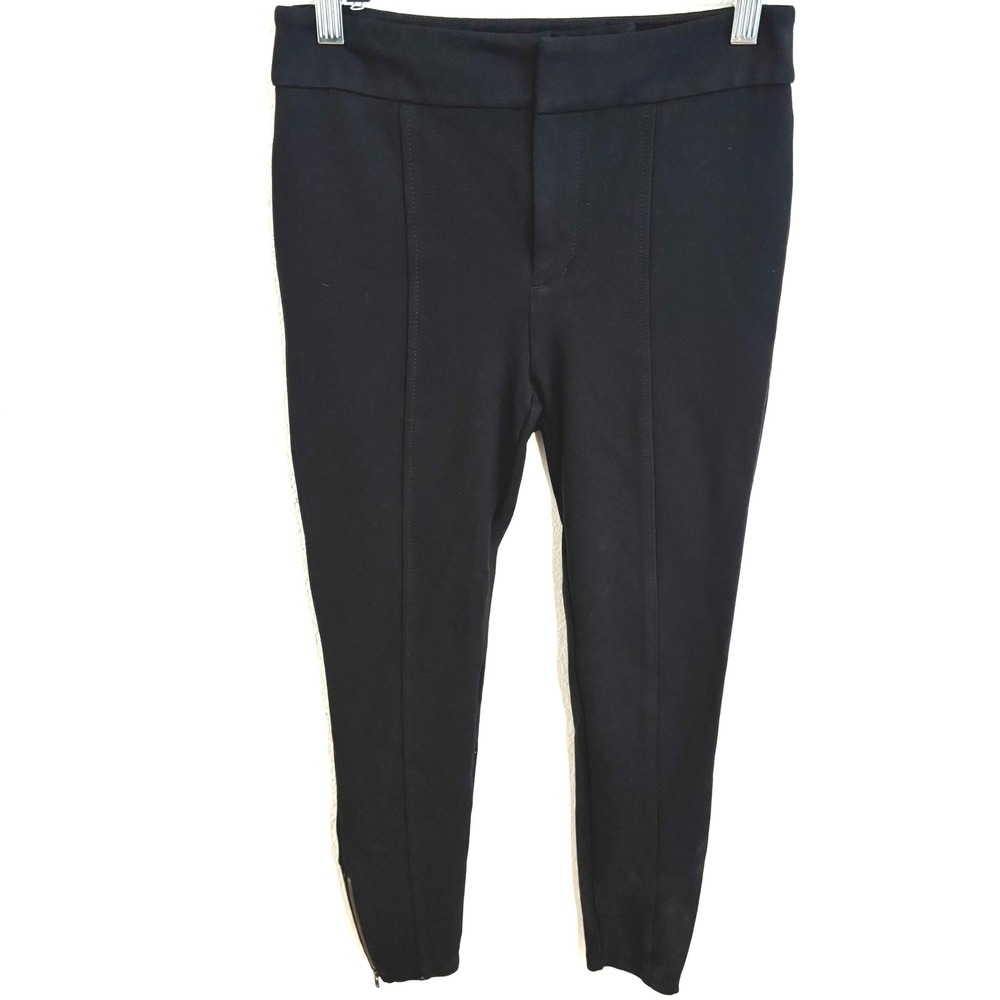 Anthropologie the essential Slim Pants Sz 0 Black Zipper Ankle Business Casual
